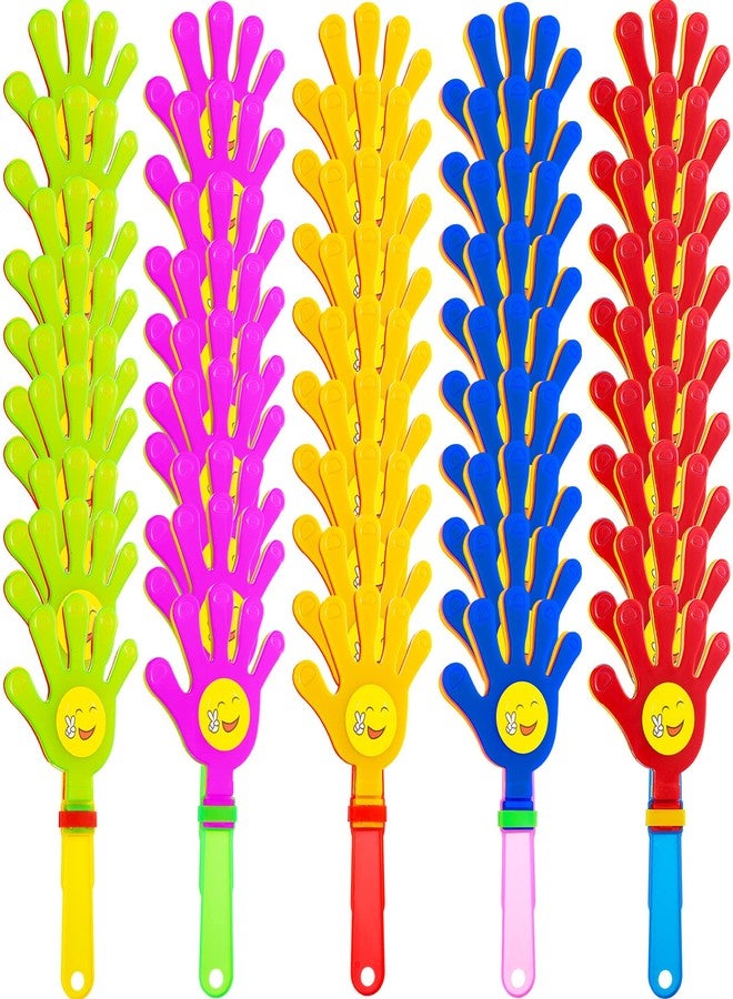 Sratte 80 Pcs Hand Clappers Plastic Noise Makers Party Favors Game Accessories Clapping Hands Noisemakers for Sporting Events Company Fiesta Party Birthday Gift Supplies (7.5 Inch, Sticker Style) - Image 1